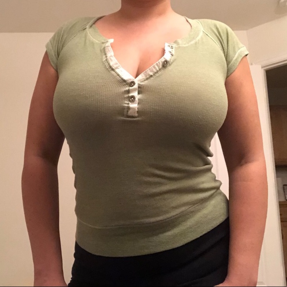 Light Green Button Down Tee